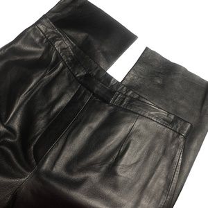 JLC New York 12 Leather Pants Lined Raw Factory Hem Black Pockets